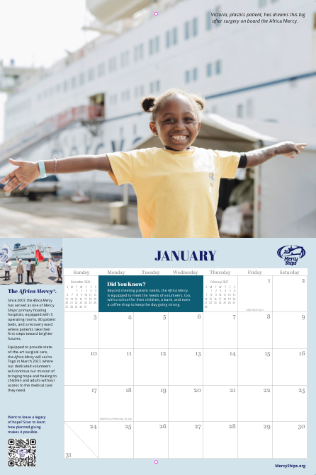 Mercy Ships 2027 Wall Calendar - Image 2